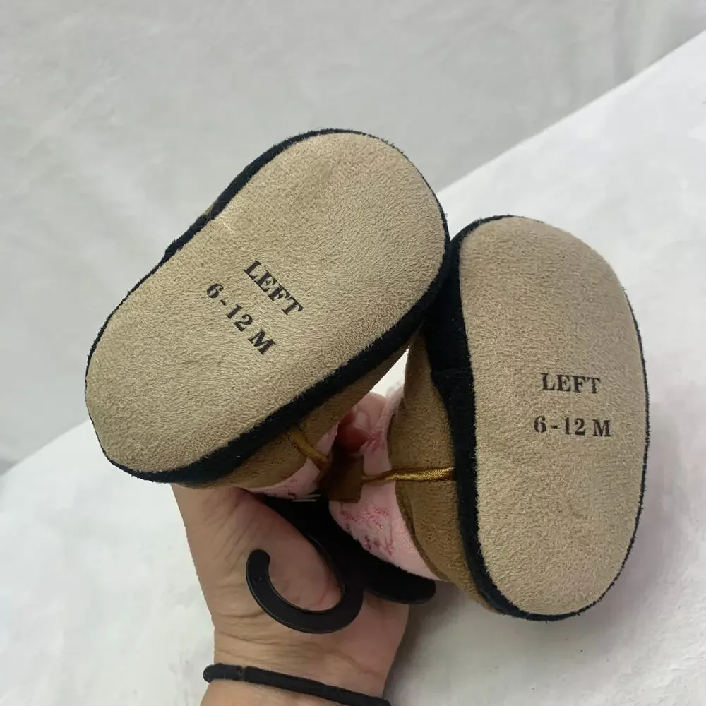 NWT John Deere Baby Girls Sz 6.5 Cowgirl Boot Slippers Pink Brown Sueded Booties
